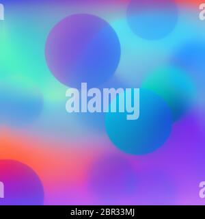 Abstract colorful pattern with neon glowing balls and bokeh. Creative modern blurred background with digital gradient effects. Space for copy and desi Stock Photo