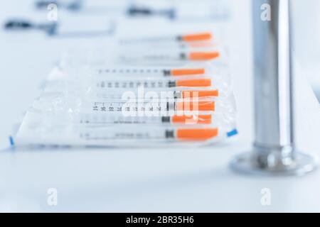 close up. tubes with test results on the lab table. Stock Photo