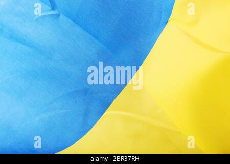 The Flag Of Ukraine Is A Banner Of Two Equally Sized Horizontal Bands Of Blue And Yellow. Stock Photo