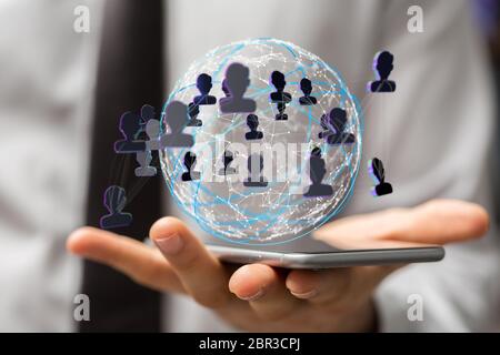 network interface in hand digital Stock Photo
