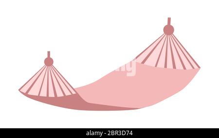 Hammock for garden and terrace isolated on white background. Vector flat cartoon illustration. Sign simple furniture. Stock Vector