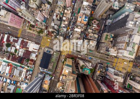 Mong Kok, Hong Kong 21 March 2019: Aerial view of Hong Kong city Stock ...