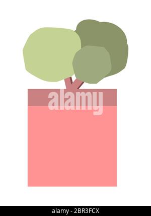 Bonsai tree for garden and terrace isolated on white background. Vector flat cartoon illustration. Sign simple furniture. Stock Vector