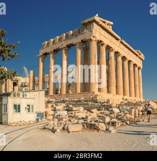 Parthenon temple on a bright day. Acropolis in Athens, Greece