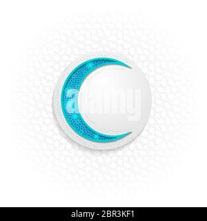 crescent bright blue color islamic happy eid fitr muslim event design with pattern geometric style Stock Vector
