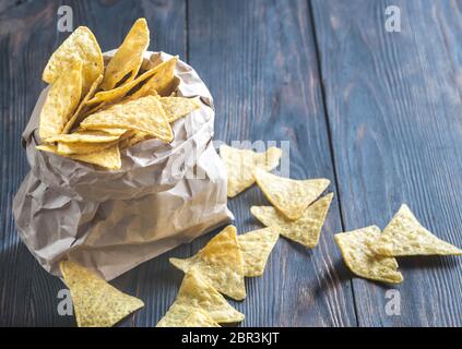 Nachos in the paper bag Stock Photo