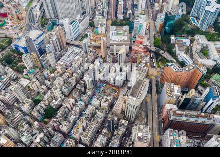 Hung Hom, Hong Kong 21 April 2019: Aerial view of Hong Kong city Stock Photo