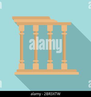 Turkish ancient columns icon. Flat illustration of turkish ancient ...