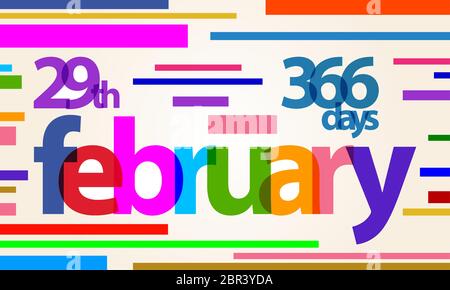 february, 29th, 366 days , 2024 leap year design vector Stock Vector