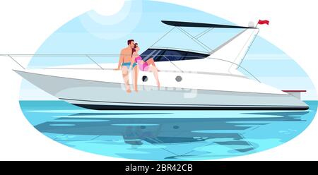 Couple on voyage semi flat vector illustration Stock Vector