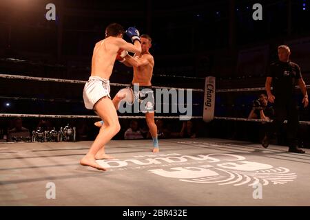 Muay Thai World Series National Chang Cup 2013. Championship involving the Worlds best Thai Thai boxers at the 02 Academy Bournemouth .Bournemouth's Muay Thai boxers took on the MuaThai boxers of the UK for the Chang Cup . Stock Photo