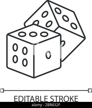 Dice games pixel perfect linear icon Stock Vector