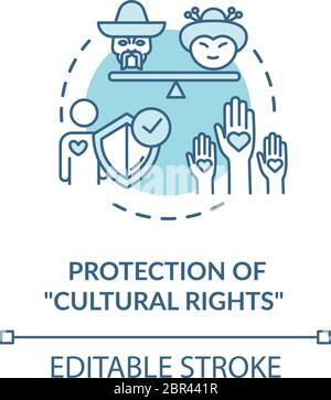 Protection of cultural rights turquoise concept icon Stock Vector