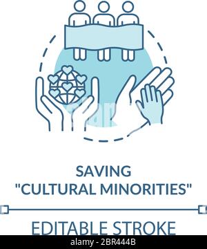 Saving cultural minorities turquoise concept icon Stock Vector
