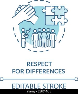 Respect for differences turquoise concept icon Stock Vector