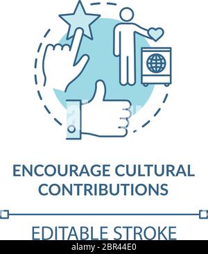 Encourage turquoise cultural contribution concept icon Stock Vector