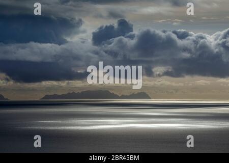 The Deserta Grande Island is the main island of the Desertas Islands archipelago, seen from Madeira, Portugal. Stock Photo