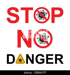 Coronavirus prohibition, forbidden signs. Vector illustration isolated on white. Stop, No, Danger Covid Virus symbols. Can be used for your prohibitio Stock Vector