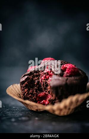Chocolate Raspberry Muffins Stock Photo