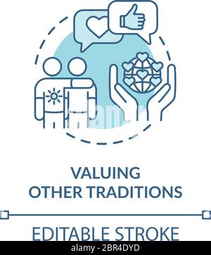Valuing other tradition turquoise concept icon Stock Vector