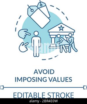 Avoid imposing values turquoise concept icon Stock Vector
