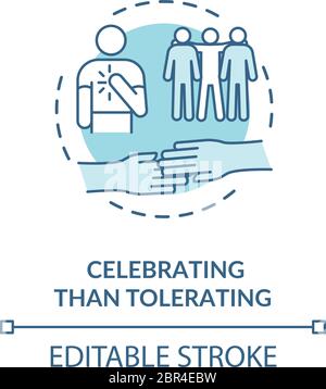 Celebrating than tolerating turquoise concept icon Stock Vector