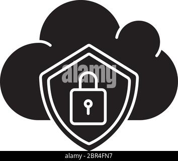 Cloud and padlock filled vector icon. Line lock storage symbol Stock ...