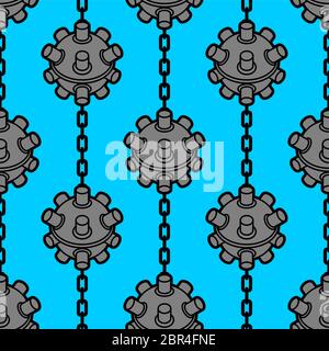 Naval mine pattern seamless. Underwater bomb background. vector texture Stock Vector