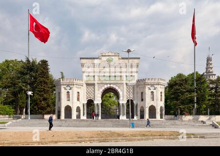 Istanbul, Turkey - May 09 2019: The main entrance gate of Istanbul University on Beyazit Square. Stock Photo