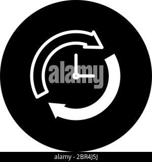 sync arrows and clock icon over white background, block style, vector ...