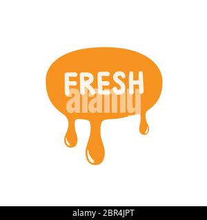 Fresh icon. Orange paint dripping. Vector illustration. Stock Vector