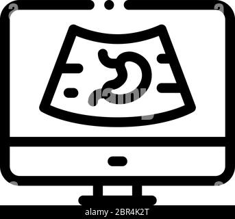 computer diagnostics of stomach icon vector outline illustration Stock Vector