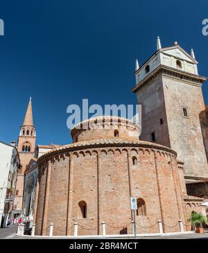 Rotonda di San Lorenzo church and Clock tower in Mantua Stock Photo