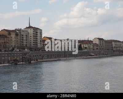 TURIN, ITALY - CIRCA MAY 2019: View of the city skyline seen from River Po Stock Photo