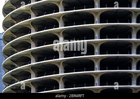 Exterior of parking lot building skylines in Chicago IL USA Stock Photo