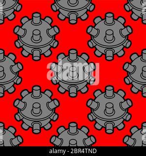 Naval mine pattern seamless. Underwater bomb background. vector texture Stock Vector