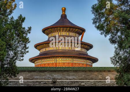 Hall of Prayer for Good Harvests in the Temple of Heaven, one of the most iconic landmarks of Beijing, China Stock Photo