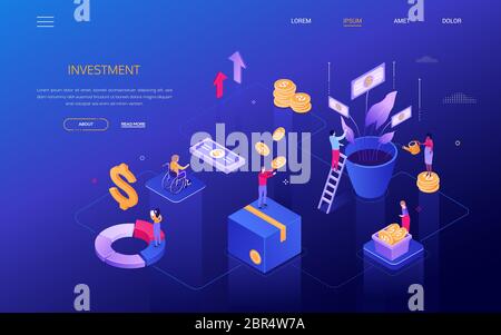 Financial growth - modern colorful isometric vector web banner Stock Vector
