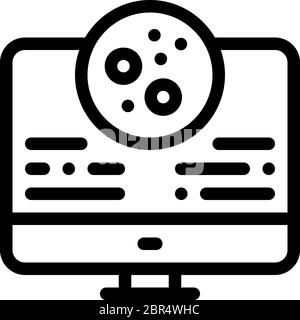 computer study of skin problems icon vector outline illustration Stock Vector