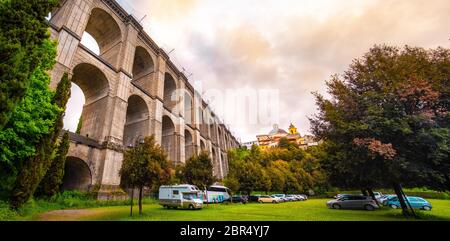 Ariccia panoramic bridge horizontal from Bernini parking  - Rome suburb in Lazio - Italy . Stock Photo