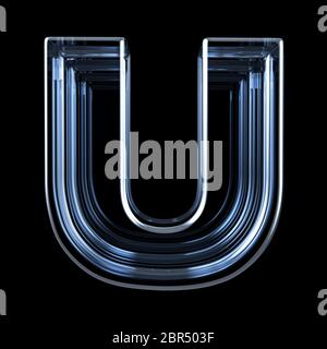 Transparent x-ray letter U. 3D render illustration on black background Stock Photo