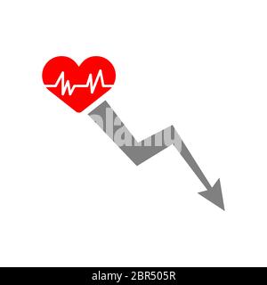 Health decline chart. Graph of recovering and pandemic deaths COVID-19 Stock Vector