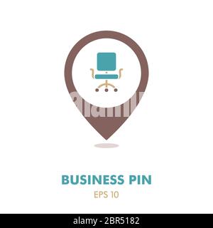Office Chair outline pin map icon. Business sign. Map pointer. Map ...