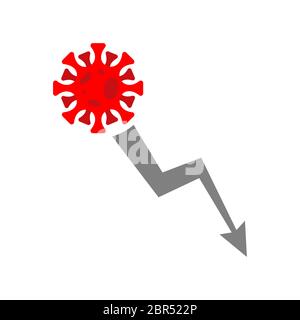 Downturn graph Coronavirus. chart decline patients. Schedule deaths COVID-19 Stock Vector