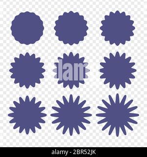 Set of badges - Big set of vector graphic circle frames for design. Circle wave line and wavy zigzag pattern lines. Vector blue outlines, round curvy Stock Vector