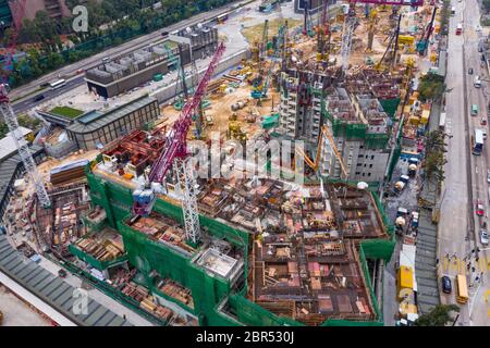 Diamond Hill, Hong Kong 11 April 2019: Top down view of construction site in diamond hill in Hong Kong Stock Photo