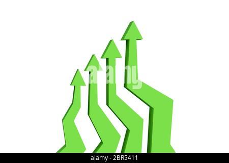 Growth charts with the arrows - 3d rendering Stock Photo