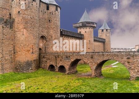 Carcassone Fortress Medieval castel in south of France,Europe. Stock Photo