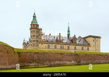 Kronborg castle made famous by William Shakespeare situated in Danish town of Helsingor. Kronborg Castle, unesco world heritage and immortalised as El Stock Photo