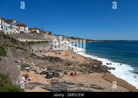 early summer on the beach at porthleven in cornwall, englnad, britain, uk. Stock Photo